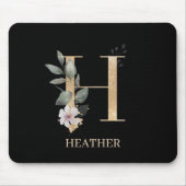 H Monogram Floral Aangepaste Muismat (Voorkant)