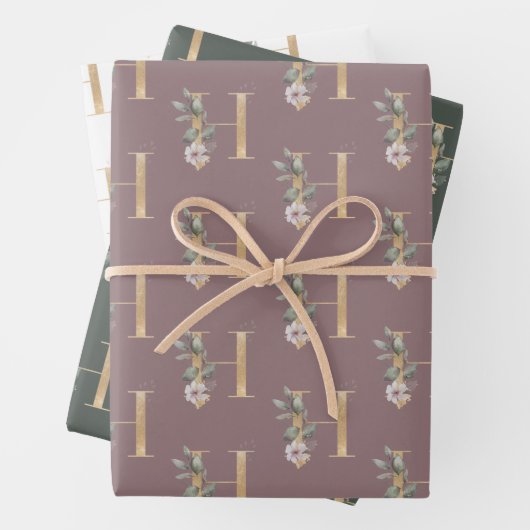 H Monogram Floral Inpakpapier Vel (In situ)