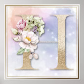 H Monogram Floral Poster (Voorkant)