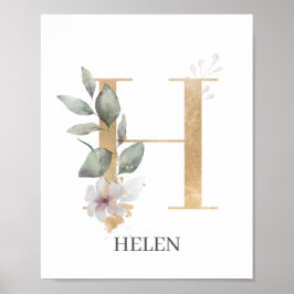H Monogram gepersonaliseerd Poster