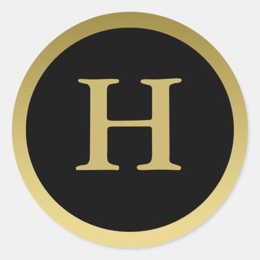H :: Monogram H Elegante Gouden en Zwarte Sticker (Voorkant)