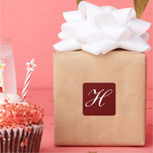 H Monogram Initiaal Wit op Karmozijn Vierkante Sticker