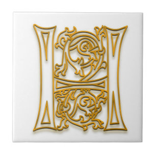 H Monogram "Irish Gold" Keramische Tegel Tegeltje