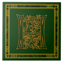 H Monogram "Irish Gold on Green" Keramische Tegels Tegeltje