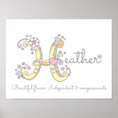 H monogram kunst Heather meisjesnaam betekenis pos Poster (Voorkant)