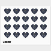 H Monogram Laatste Initiaal Modern Blauwe Bloemige Hart Sticker (Vel)
