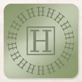 H Monogram Lichtgroen Vierkant Onderzetter