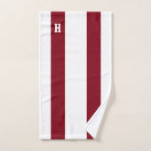 H Monogram op Crimson & White Striped Bad Handdoek (Handdoek)
