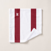 H Monogram op Crimson & White Striped Bad Handdoek (Wasdoekje)