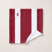 H Monogram op Crimson & White Striped Bad Handdoek (Wasdoekje)