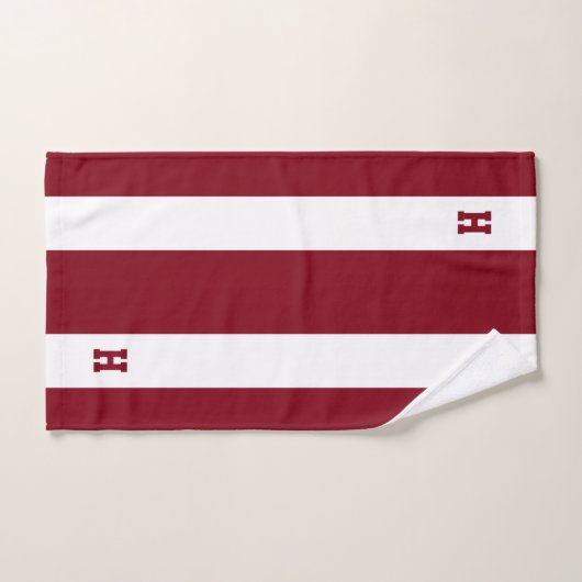 H Monogram op Crimson & White Striped Bad Handdoek (Handdoek)