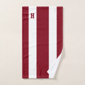 H-monogram op karmozijnrode en witte strepen bad handdoek (Handdoek)