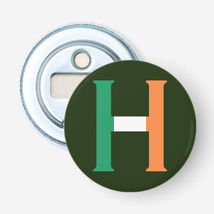 H Monogram overlay op Ierse vlag bot Button Flesopener