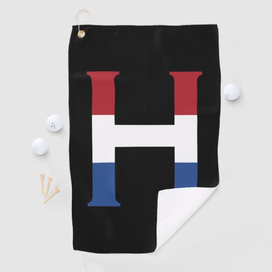 H Monogram overlay op NLD Vlag op bk gtcnt Golfhanddoek (Insitu)