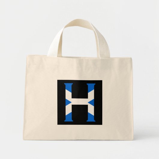 H Monogram overlay op Schotse vlag tcnt Mini Tote Bag (Voorkant)