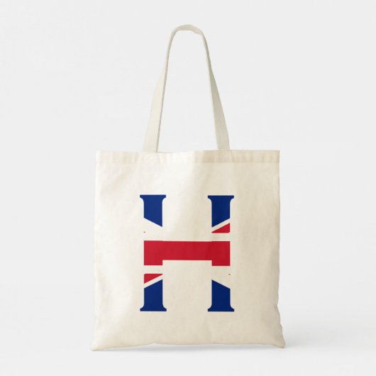H Monogram overlay op Union Jack Flag btt Tote Bag (Achterkant)