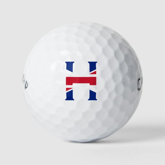 H Monogram overlay op Union Jack Flag cwb gbt Golfballen (Voorkant)