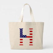 H Monogram overlay op USA Flag jtcnt Grote Tote Bag (Achterkant)