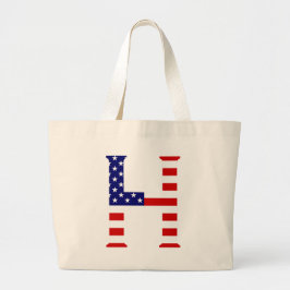 H Monogram overlay op USA Flag jtcnt Grote Tote Bag