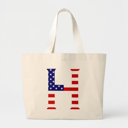 H Monogram overlay op USA Flag jtcnt Grote Tote Bag (Voorkant)