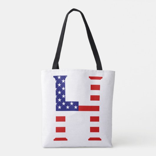 H Monogram overlay op USA Flag stint Tote Bag (Achterkant)