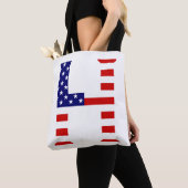 H Monogram overlay op USA Flag stint Tote Bag (Dichtbij)