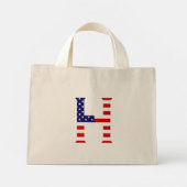 H Monogram overlay op USA Flag tcnt Mini Tote Bag (Achterkant)