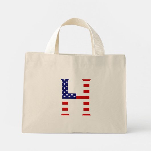 H Monogram overlay op USA Flag tcnt Mini Tote Bag (Achterkant)