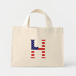 H Monogram overlay op USA Flag tcnt Mini Tote Bag
