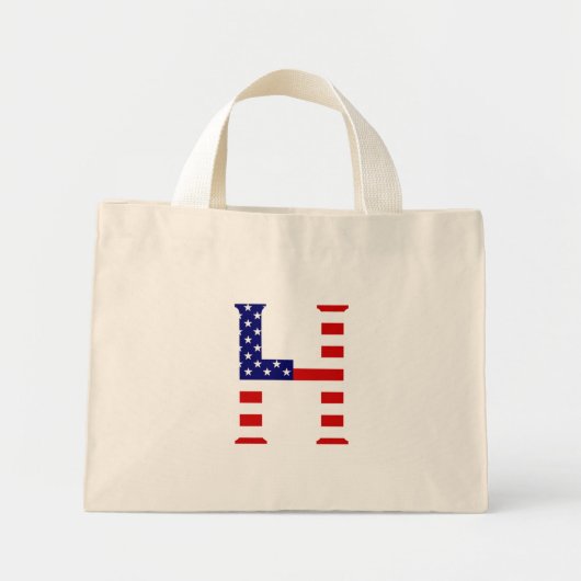 H Monogram overlay op USA Flag tcnt Mini Tote Bag (Voorkant)