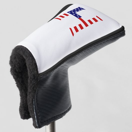 H Monogram overlay op VS Vlag pcnt Golfheadcover (3/4 voorkant)