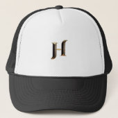 "H" Monogram Petthoed - Stijlvol Wit en Zwart Trucker Pet (Voorkant)
