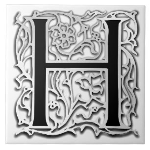 H Monogram "Silver Besque" keramische tegels Tegeltje