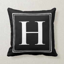 H Monogram Sjabloon Elegant Modern Black White Kussen