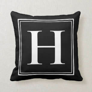 H Monogram Sjabloon Elegant Modern Black White Kussen