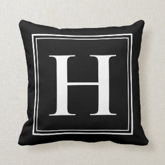H Monogram Sjabloon Elegant Modern Black White Kussen