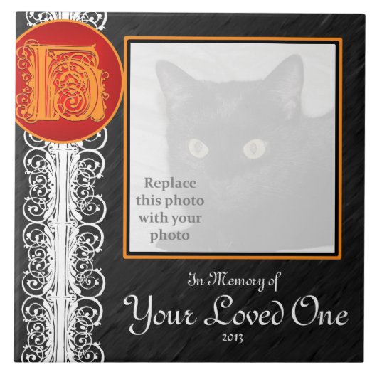 H Monogram "ter nagedachtenis aan uw geliefde" Teg Tegeltje (Voorkant)