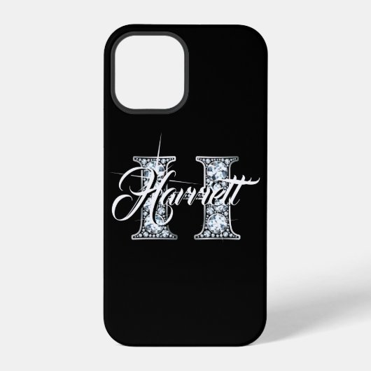 H Nep Diamond Bling Monogram iPhone Hoesje (Achterkant)