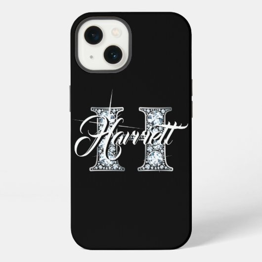 H Nep Diamond Bling Monogram iPhone Hoesje (Achterkant)
