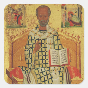 H. Nicolaas van Myra Byzantijns-Orthodoxe icoon Vierkante Sticker