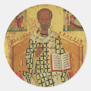 H. Nicolaas van Myra Byzantijnse Orthodoxe Icoon Ronde Sticker