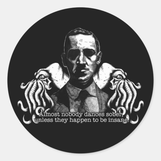 H.P. Lovecraft Cthulu Ronde Sticker (Voorkant)