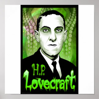 H.P. Lovecraft portret (groen) Poster