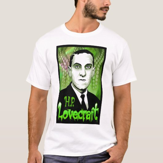 H.P. Lovecraft portret (groen) T-shirt (Voorkant)