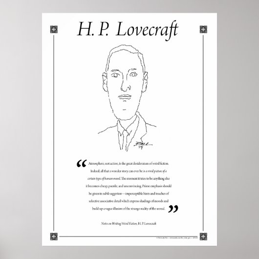 H. P. Lovecraft Writing Quote Poster (Voorkant)