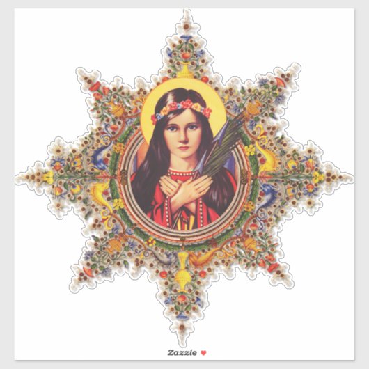 H. Philomena Premium Lichtgevende Maagd Kunstwerk Sticker (Vel)