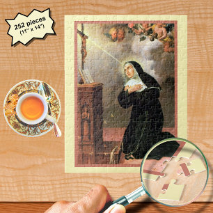 H. Rita met bijen die bidden bij een crucifix Legpuzzel