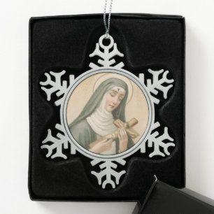 H. Rita van Cascia (M 015) Tin Sneeuwvlok Ornament