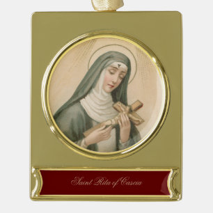H. Rita van Cascia (M 015) Verguld Banner Ornament