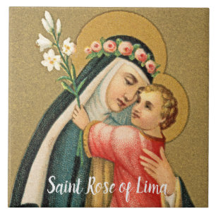 H. Rosa van Lima en het Christuskind (M 023) Tegeltje